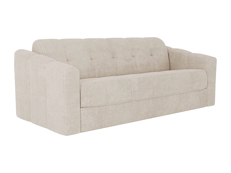 Canapé 4 places convertible express en tissu texturé beige - Couchage 160 cm - Matelas 22 cm avec mémoire de forme - DARIELO