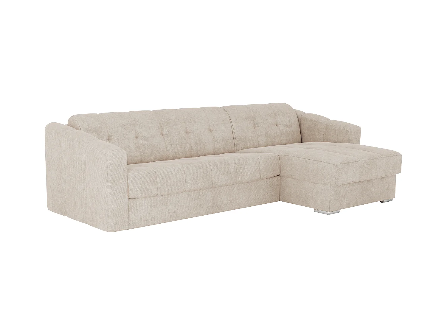 Canapé d'angle convertible et réversible express en tissu texturé beige - Couchage 140 cm - Matelas 14 cm DARIELO