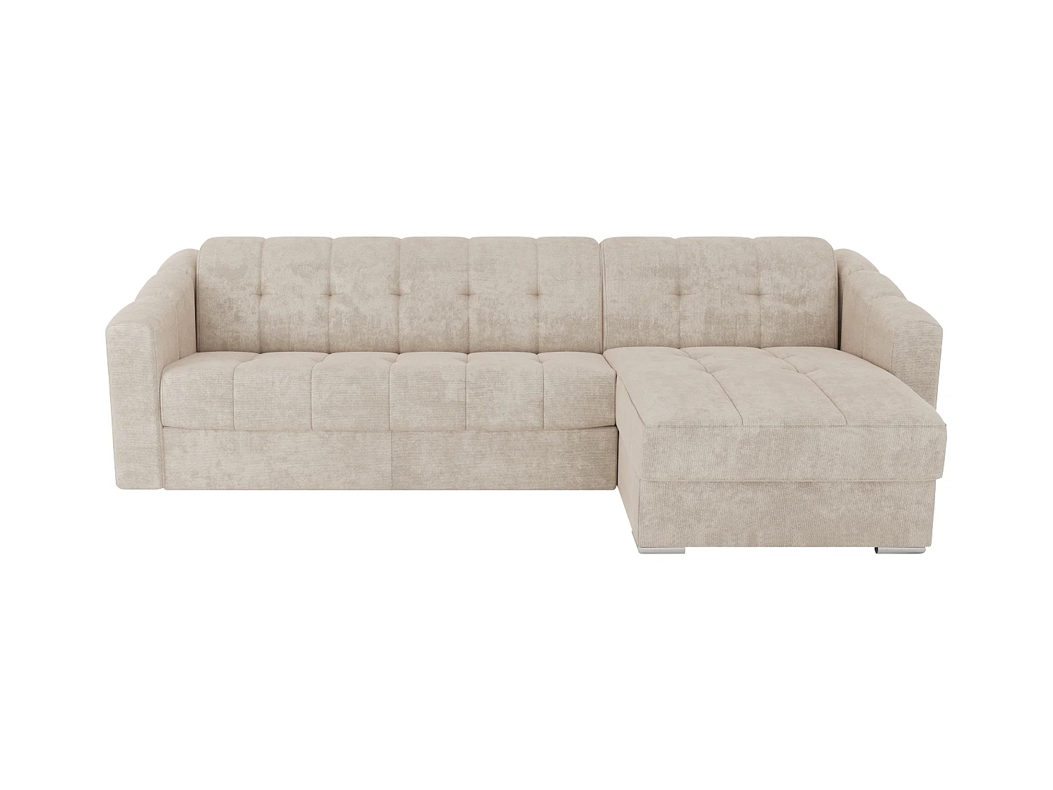 Canapé d'angle convertible et réversible express en tissu texturé beige - Couchage 140 cm - Matelas 14 cm DARIELO