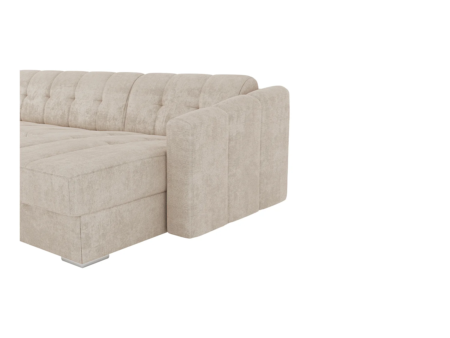 Canapé d'angle convertible et réversible express en tissu texturé beige - Couchage 140 cm - Matelas 14 cm DARIELO