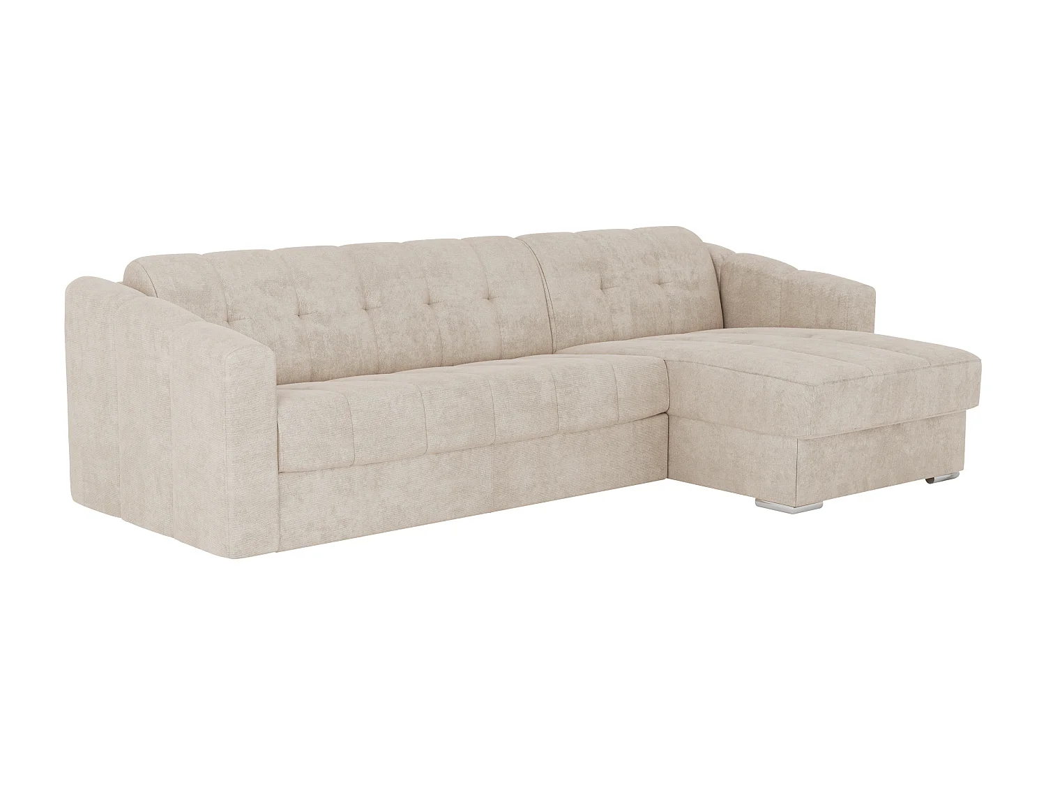 Canapé d'angle convertible et réversible express en tissu texturé beige - Couchage 140 cm - Matelas 14 cm DARIELO