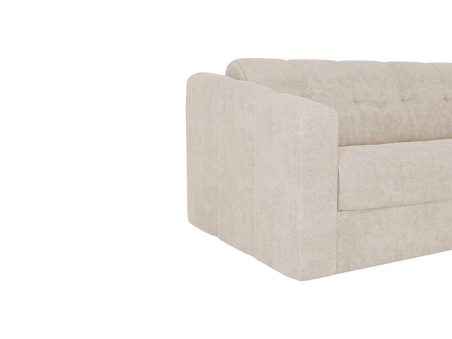Vendbar og uttrekkbar hjørnesofa i teksturert beige stoff - Soveplass 140 cm - 14 cm madrass DARIELO