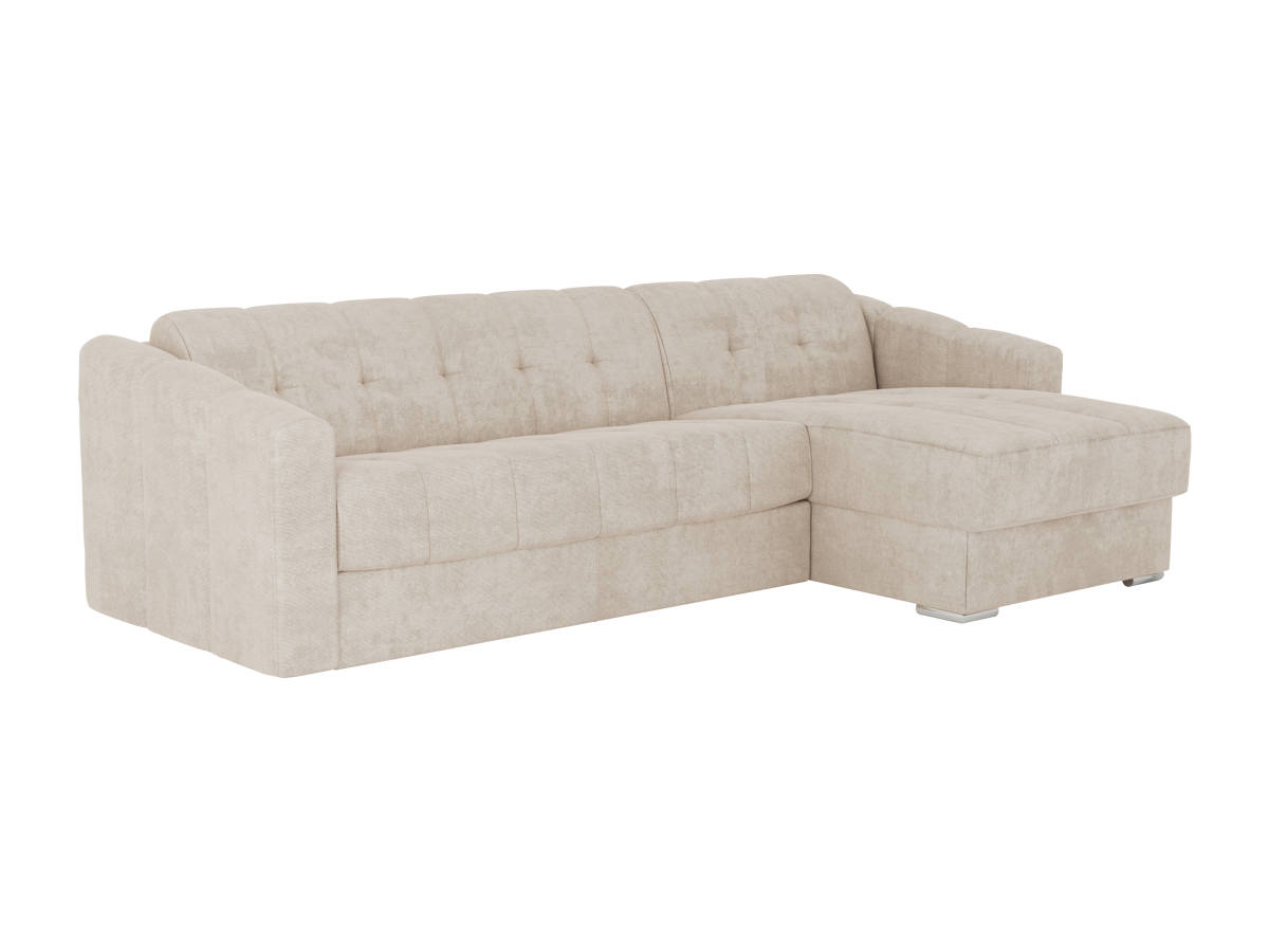 Eckschlafsofa mit Matratze - Ecke wechselbar - Strukturstoff - Beige - Lieg günstig online kaufen