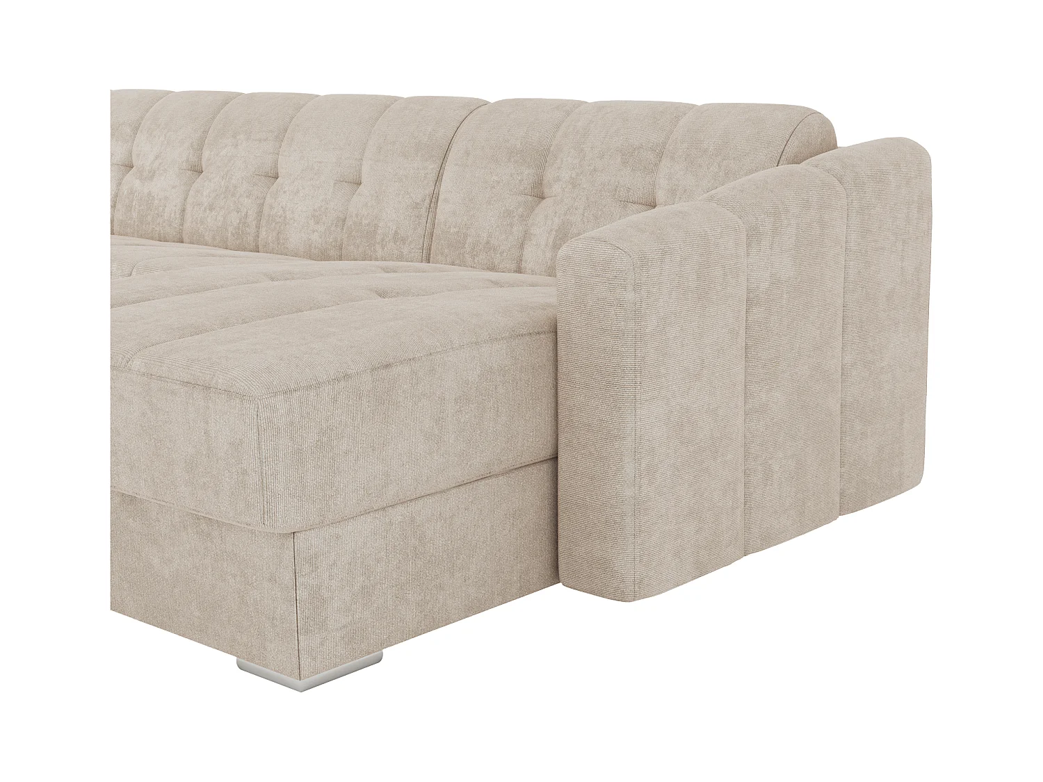 Canapé d'angle convertible et réversible express en tissu texturé beige - Couchage 140 cm - Matelas 22 cm avec mémoire de forme DARIELO