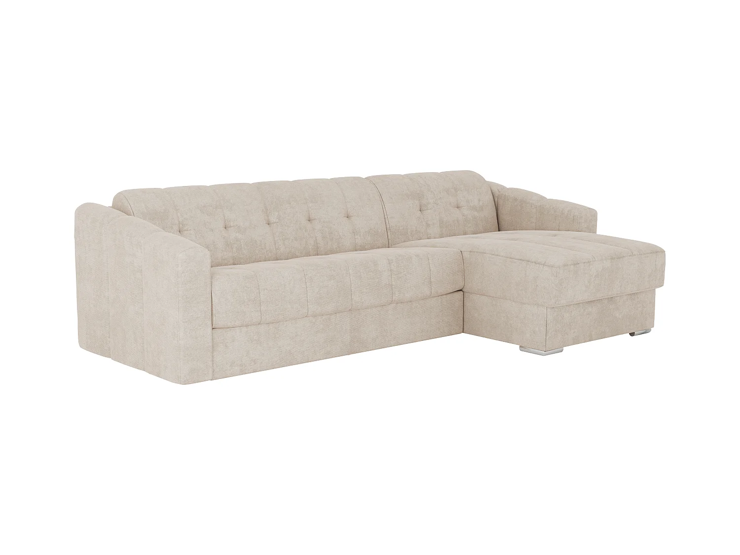 Canapé d'angle convertible et réversible express en tissu texturé beige - Couchage 140 cm - Matelas 22 cm avec mémoire de forme DARIELO