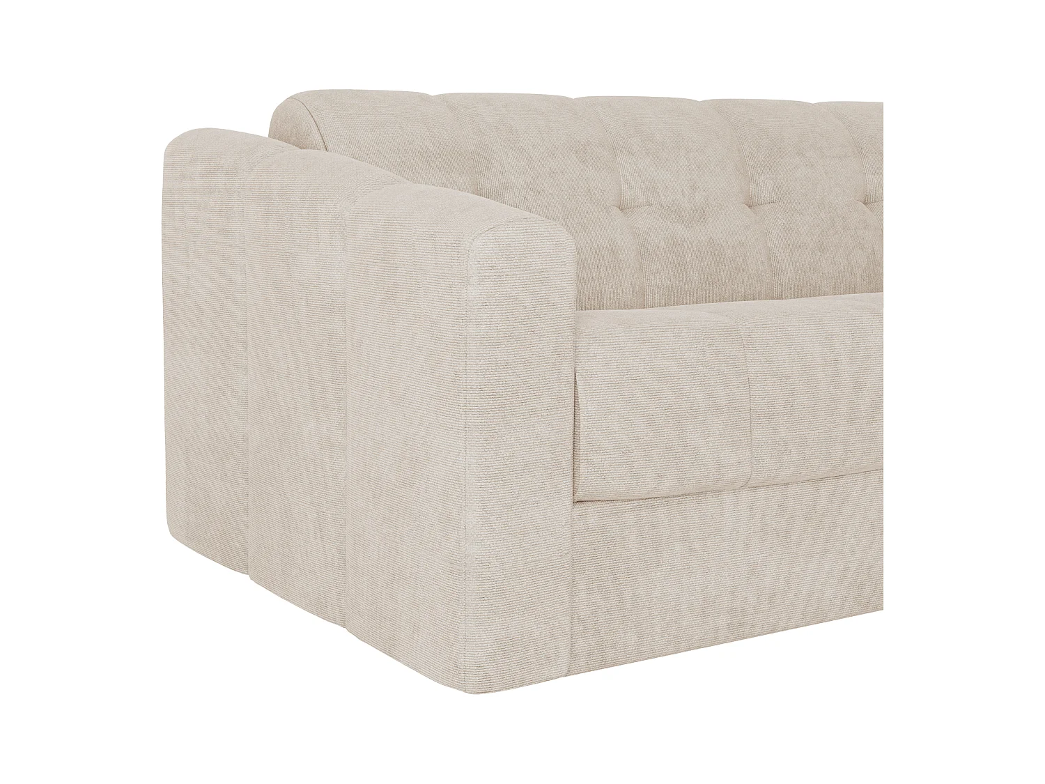 Canapé d'angle convertible et réversible express en tissu texturé beige - Couchage 140 cm - Matelas 22 cm avec mémoire de forme DARIELO