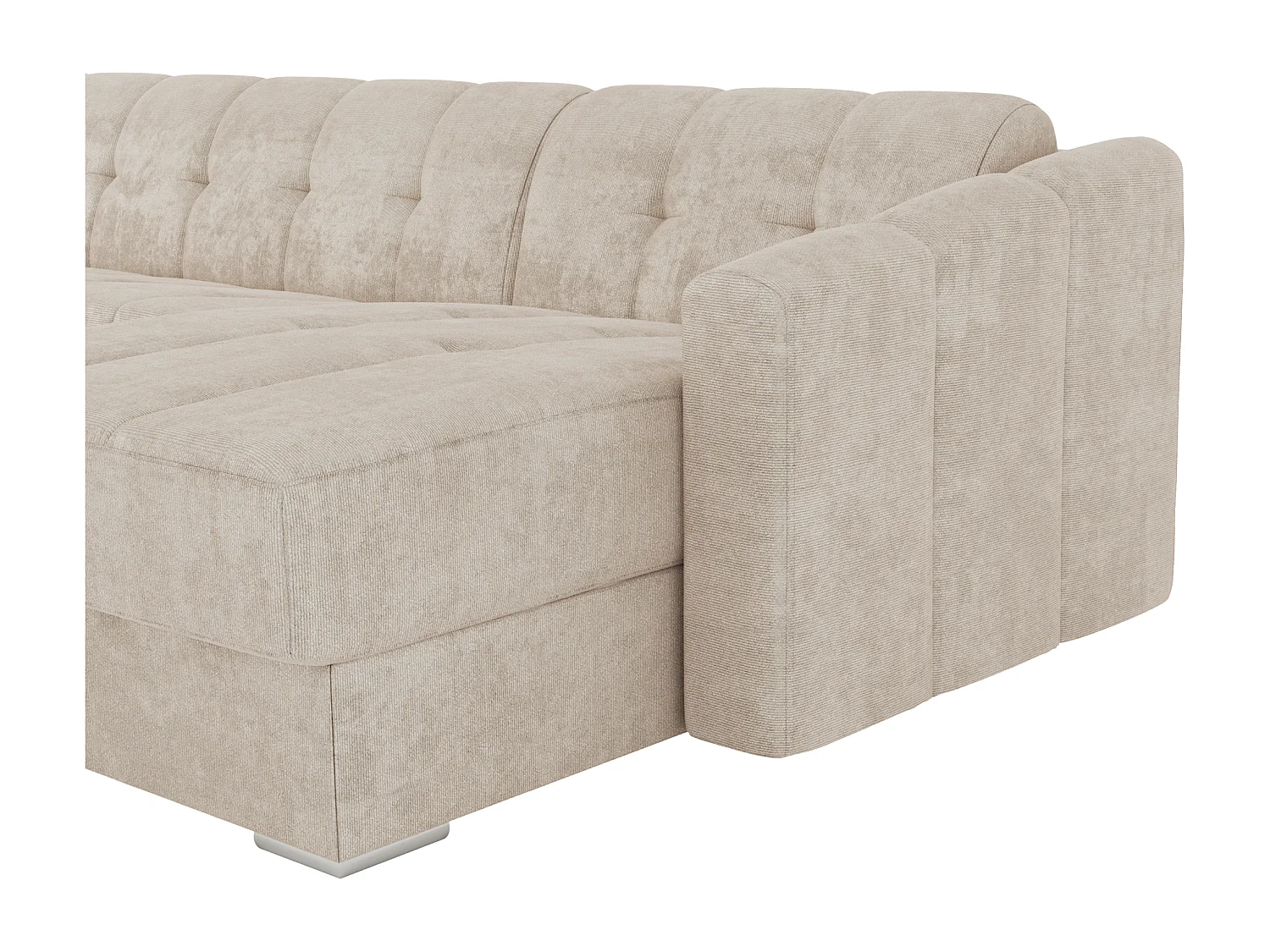 Canapé d'angle convertible et réversible express en tissu texturé beige - Couchage 140 cm - Matelas 22 cm avec mémoire de forme DARIELO