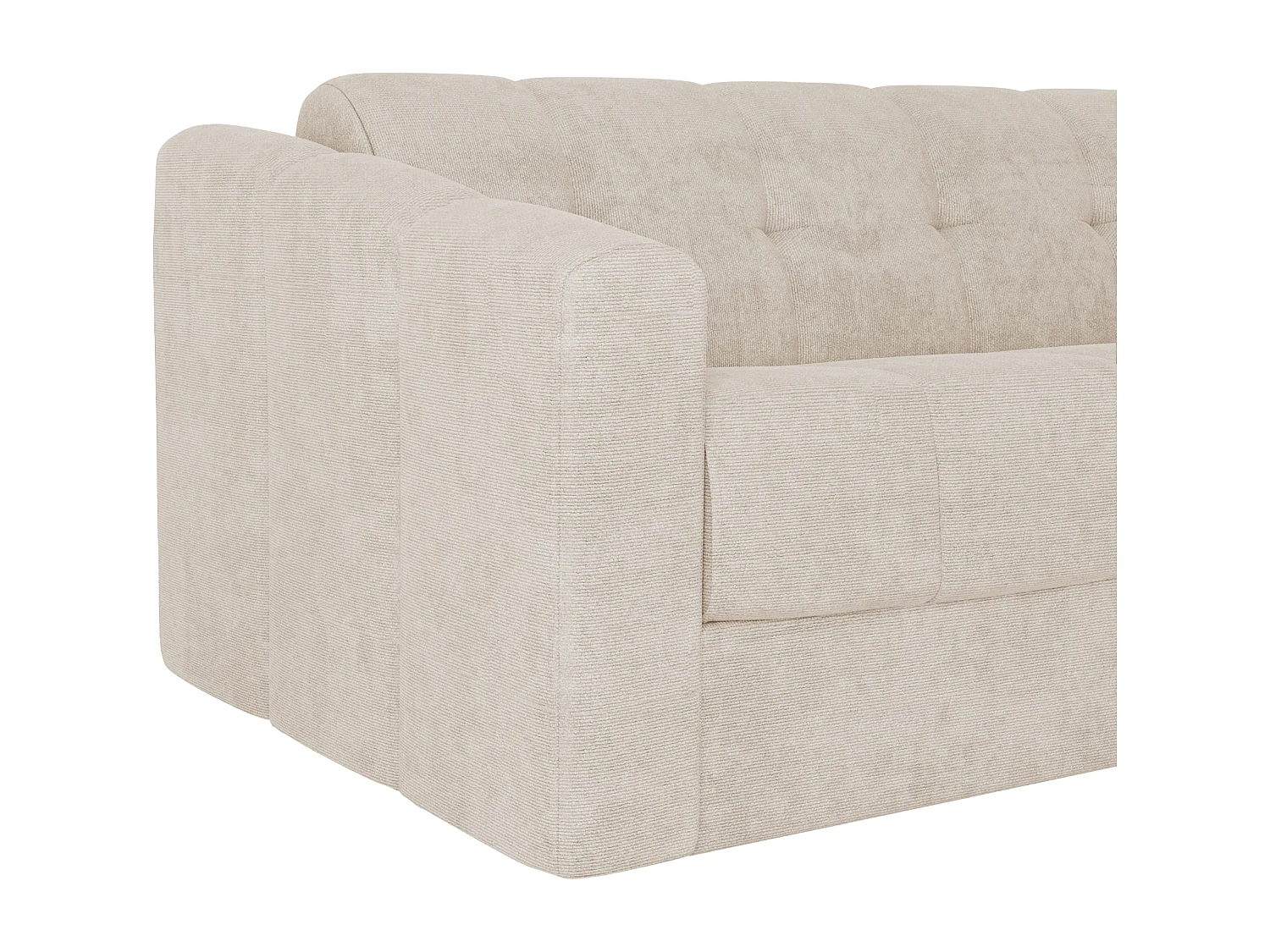 Canapé d'angle convertible et réversible express en tissu texturé beige - Couchage 140 cm - Matelas 22 cm avec mémoire de forme DARIELO