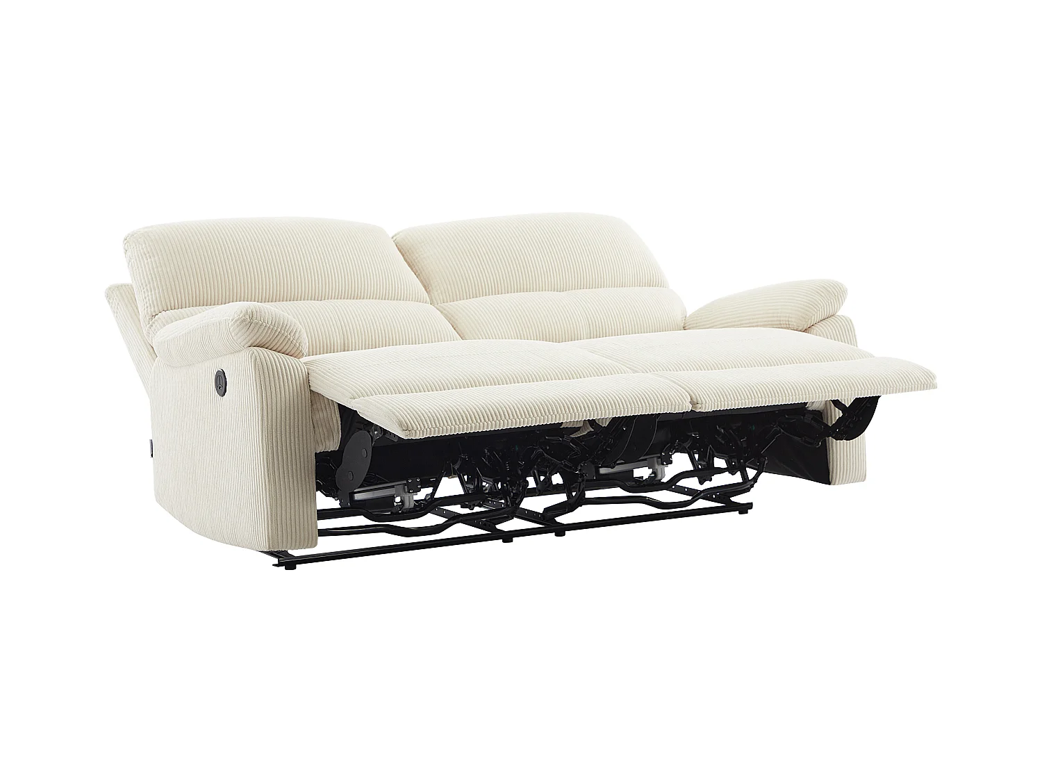 Relaxsofa elektrisch 3-Sitzer - Cord - Beige - LUNANO