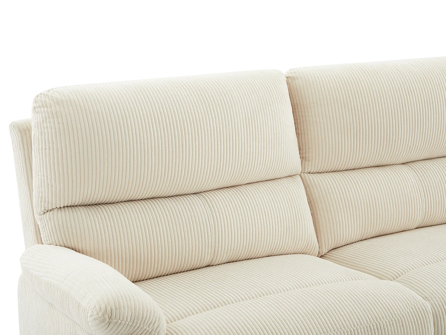 Canapé 3 places relax électrique en velours côtelé beige LUNANO