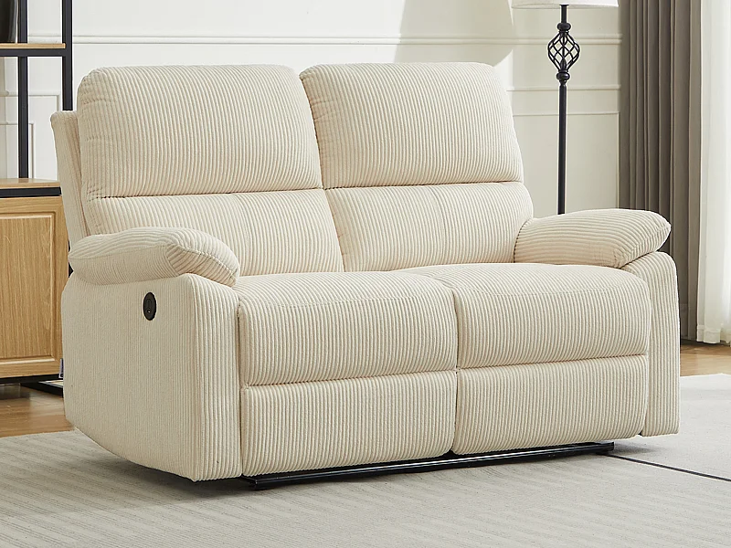 Relaxsofa elektrisch 2-Sitzer - Cord - Beige - LUNANO