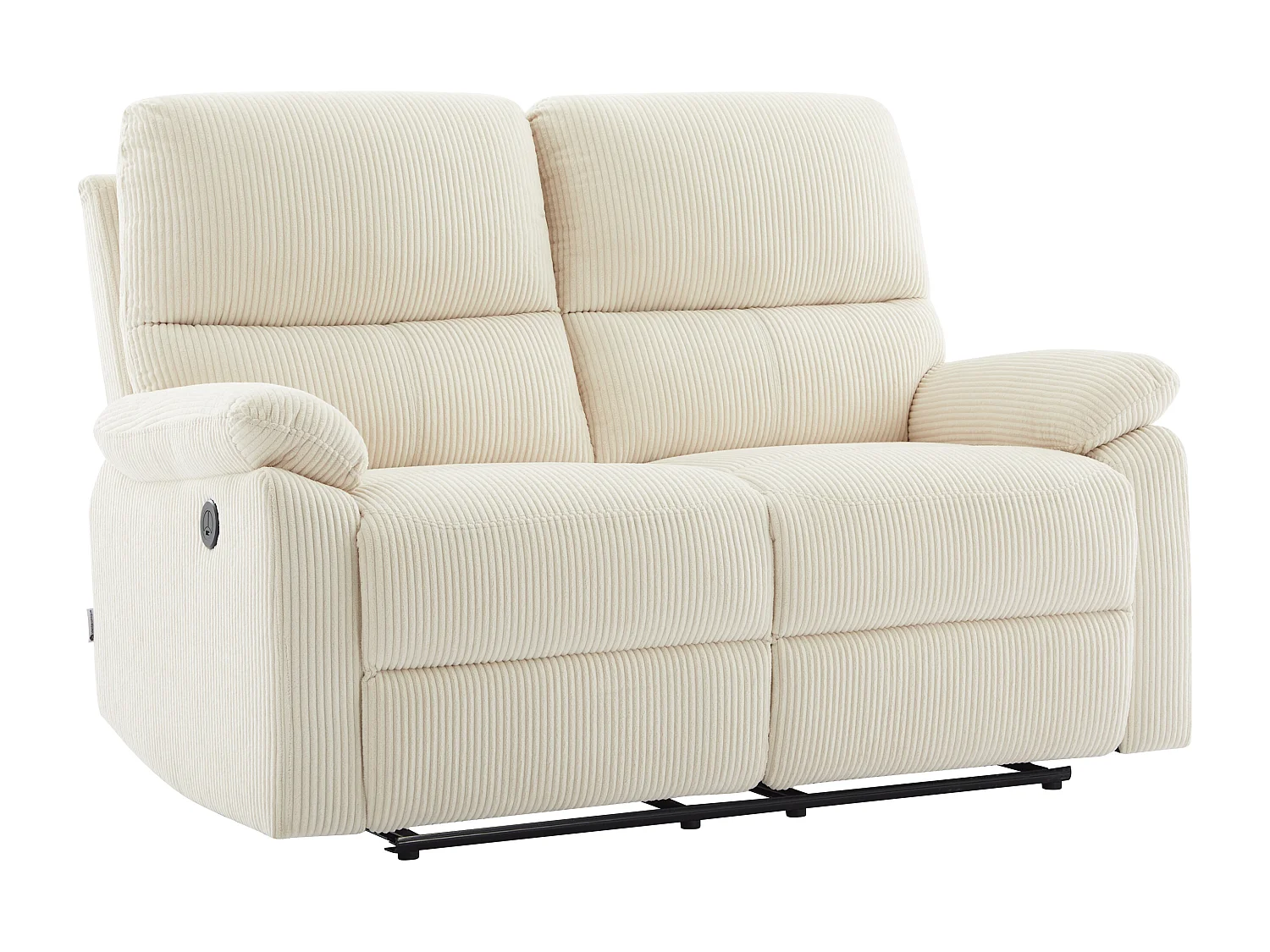 2-sits elfåtölj i beige manchestersammet LUNANO