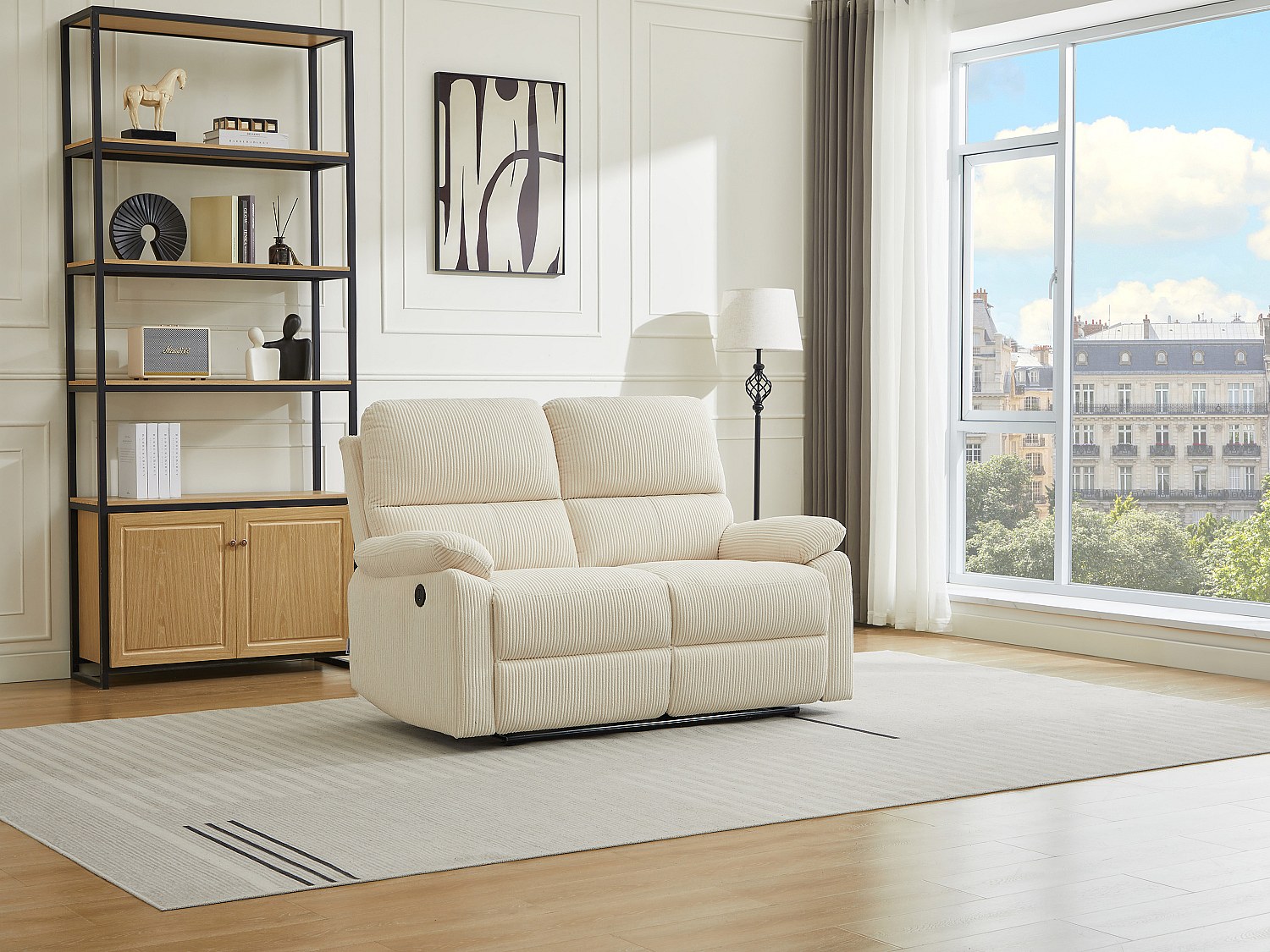 Relaxsofa elektrisch 2-Sitzer - Cord - Beige - LUNANO günstig online kaufen