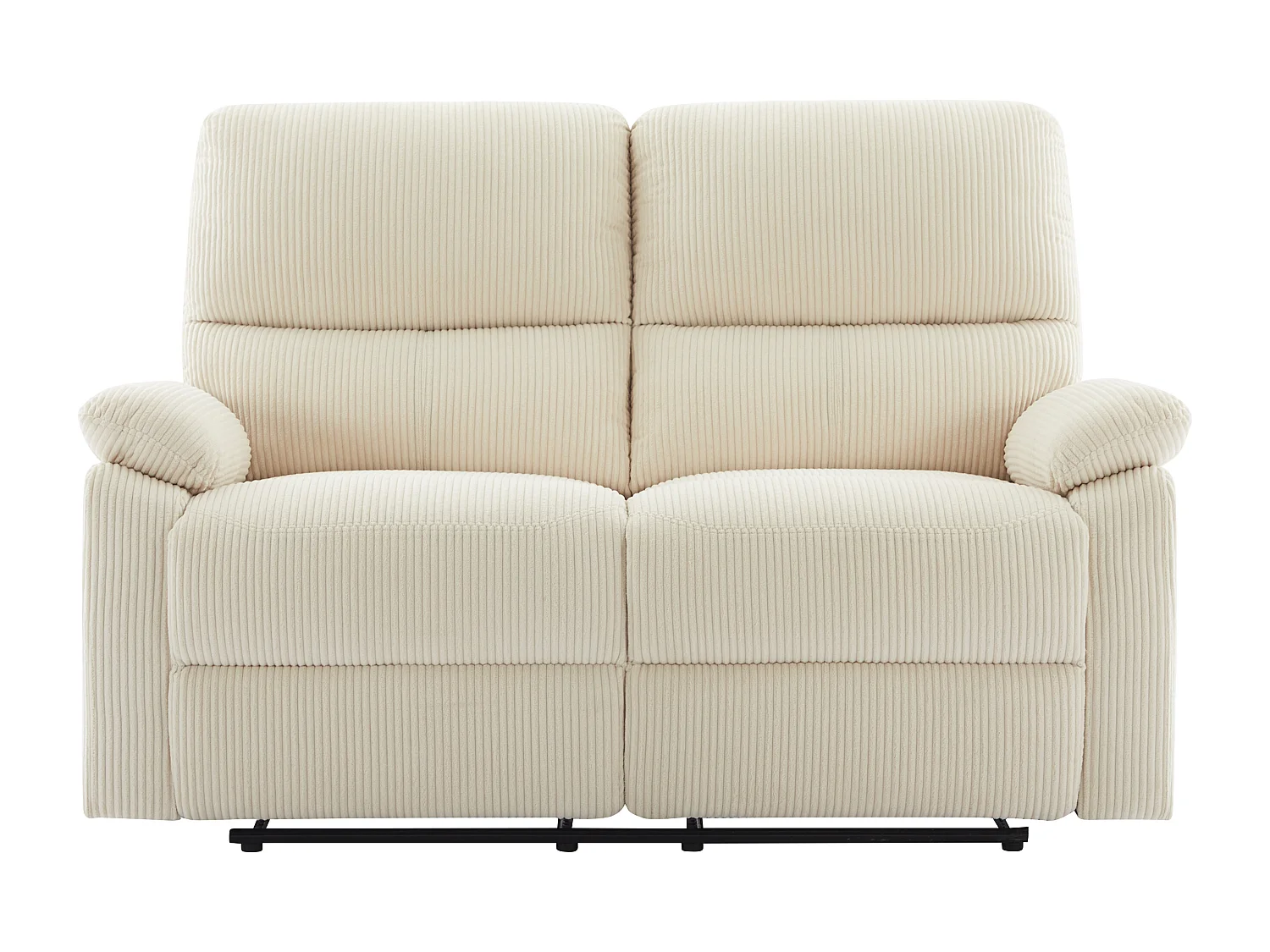 Canapé 2 places relax électrique en velours côtelé beige LUNANO