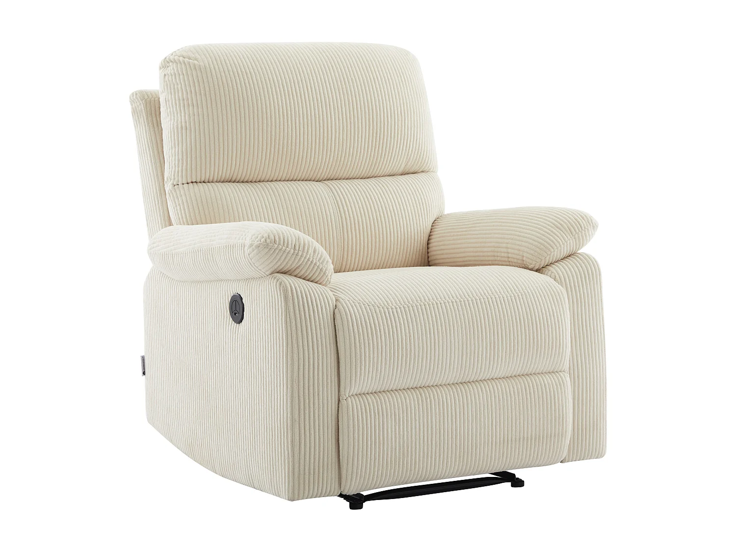 Fauteuil relax électrique en velours côtelé beige LUNANO