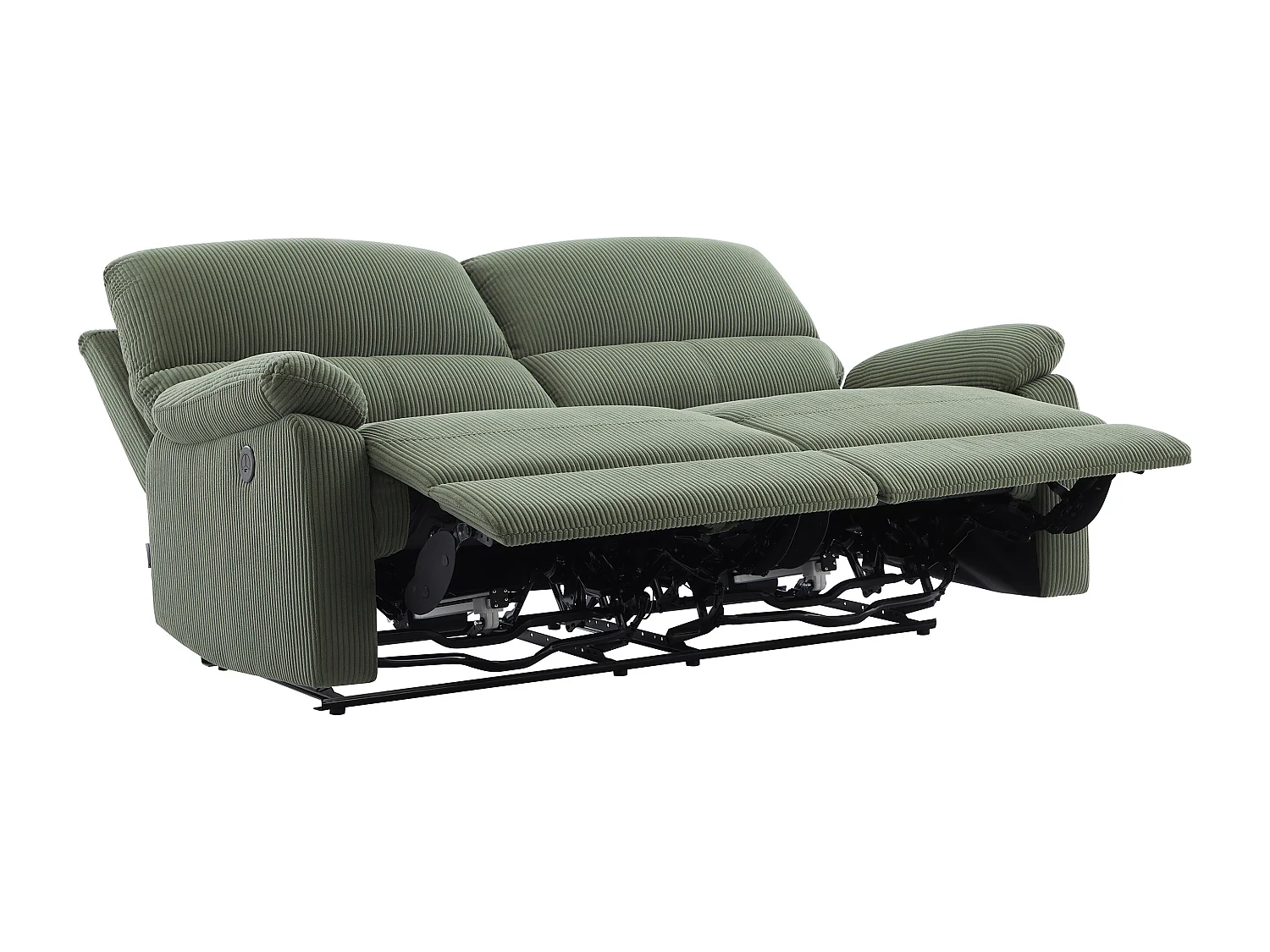 Divano 3 posti relax elettrico in Velluto a coste Verde  - LUNANO