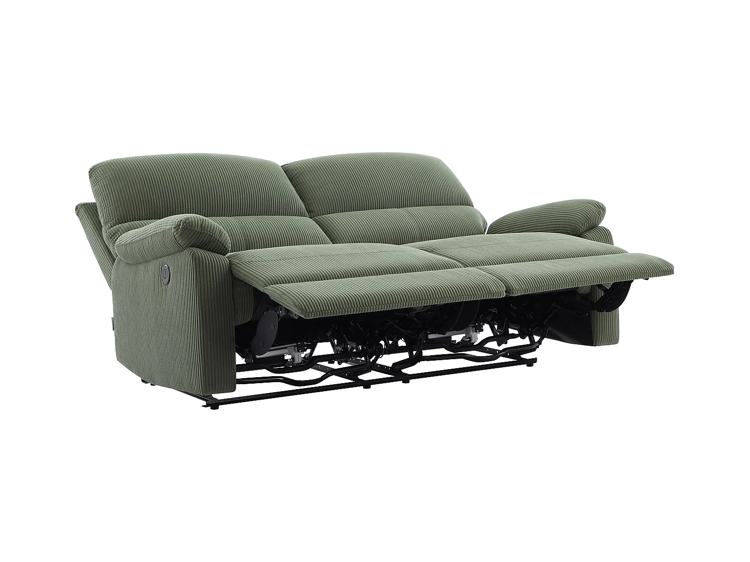 Relaxsofa elektrisch 3-Sitzer - Cord - Grün - LUNANO