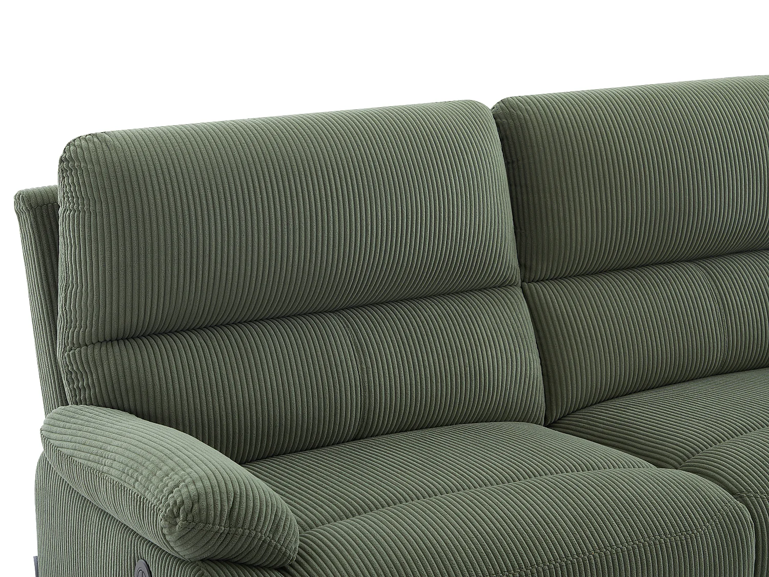 Canapé 3 places relax électrique en velours côtelé vert LUNANO