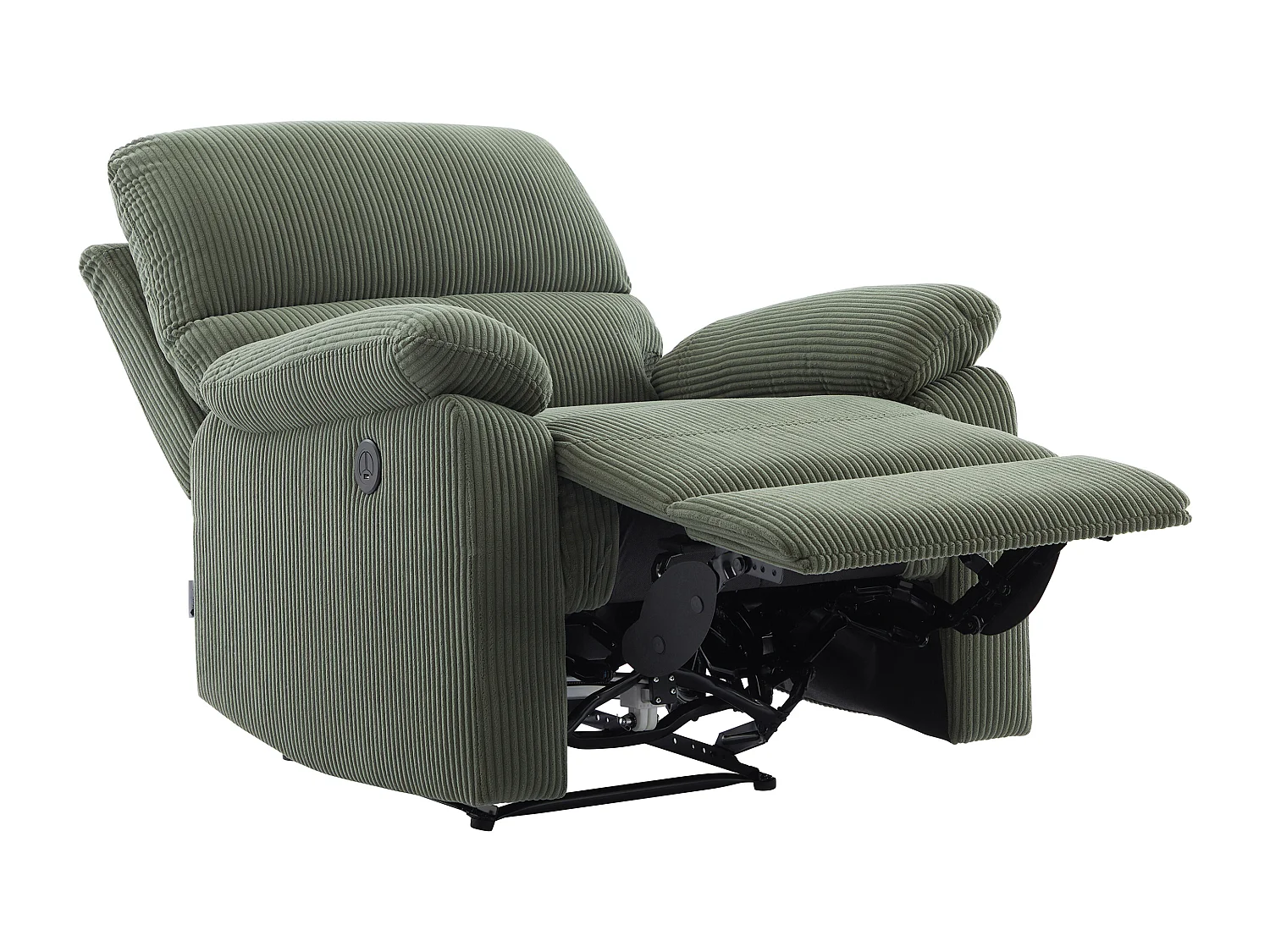 Fauteuil relax électrique en velours côtelé vert  LUNANO