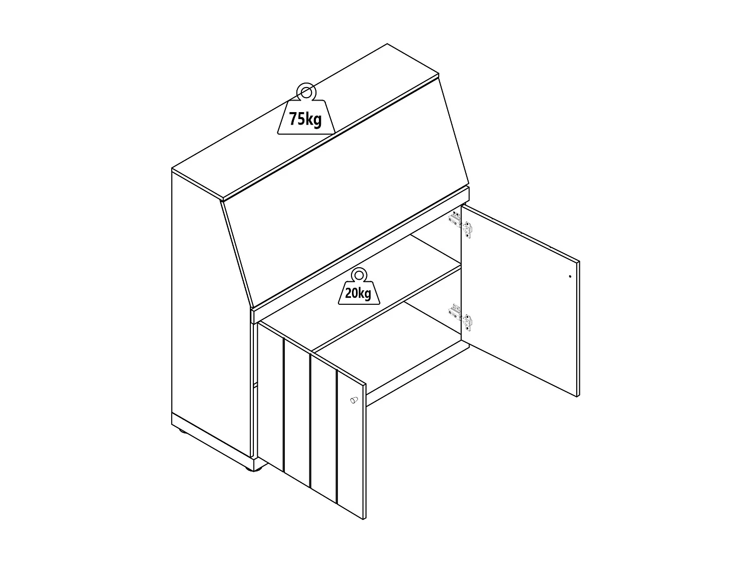 Sekretär - MDF - Weiß & Natur - DUTASI