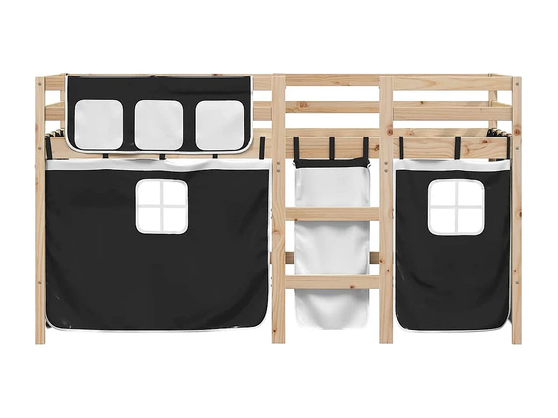 Lit mezzanine enfants avec rideaux sans matelas 90x190 cm
