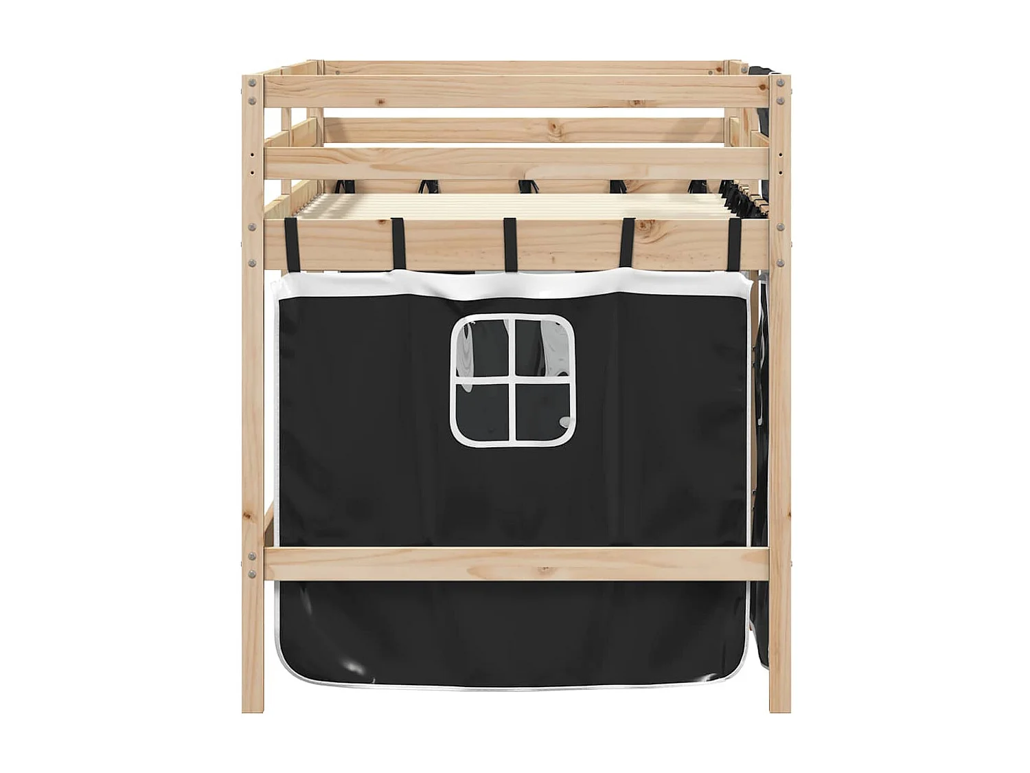 Lit mezzanine enfants avec rideaux sans matelas 90x190 cm