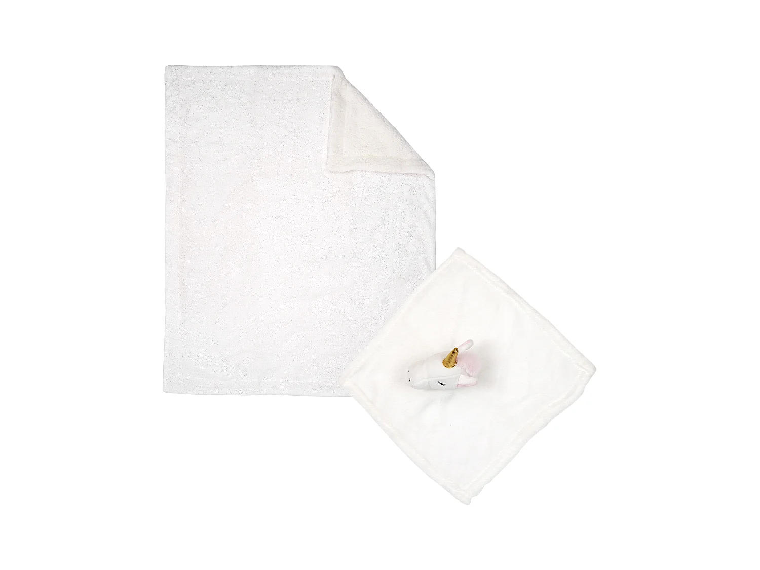 Doudou et plaid - Licorne - 100 x 80 cm - Blanc