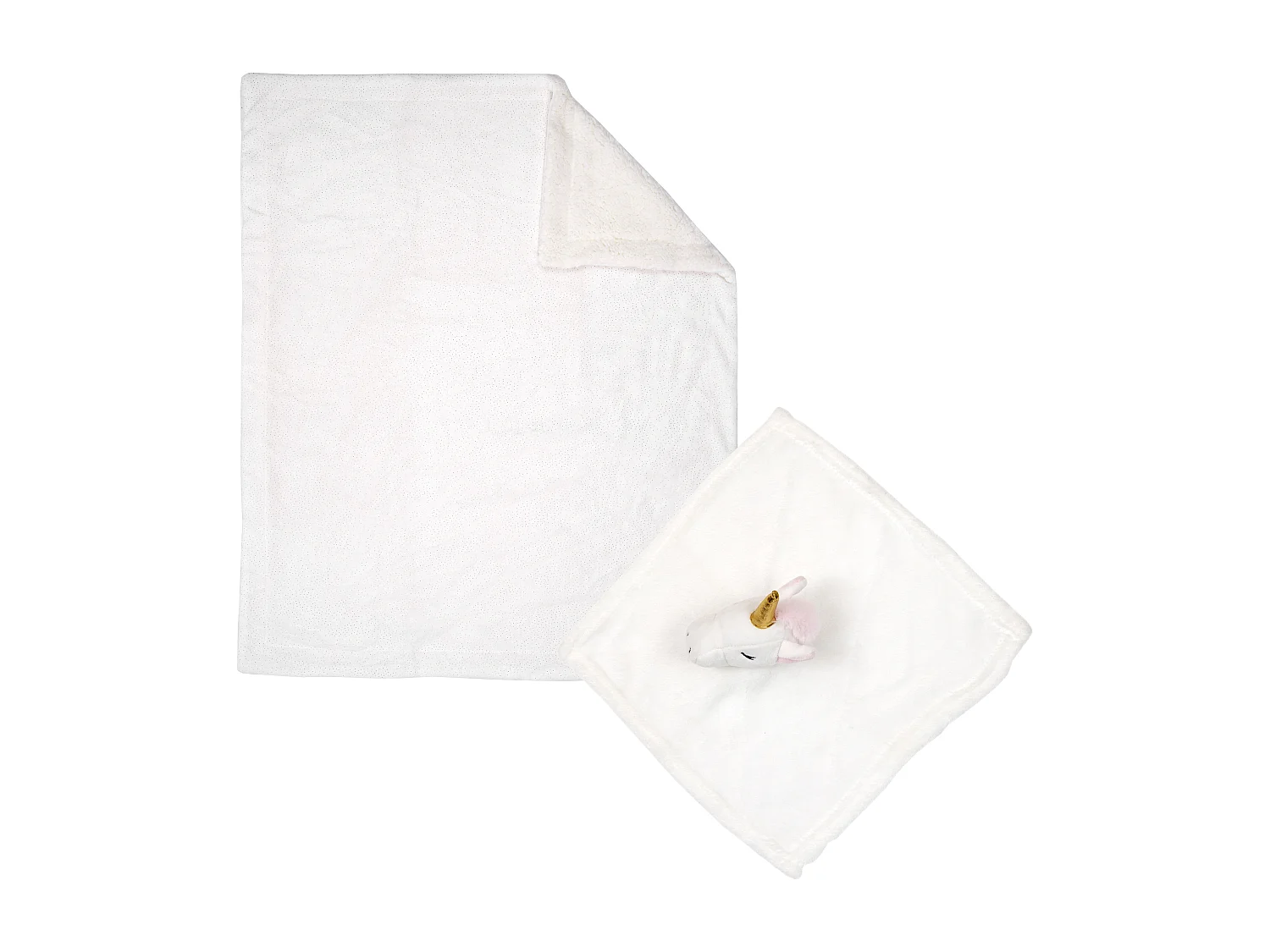 Doudou et plaid - Licorne - 100 x 80 cm - Blanc