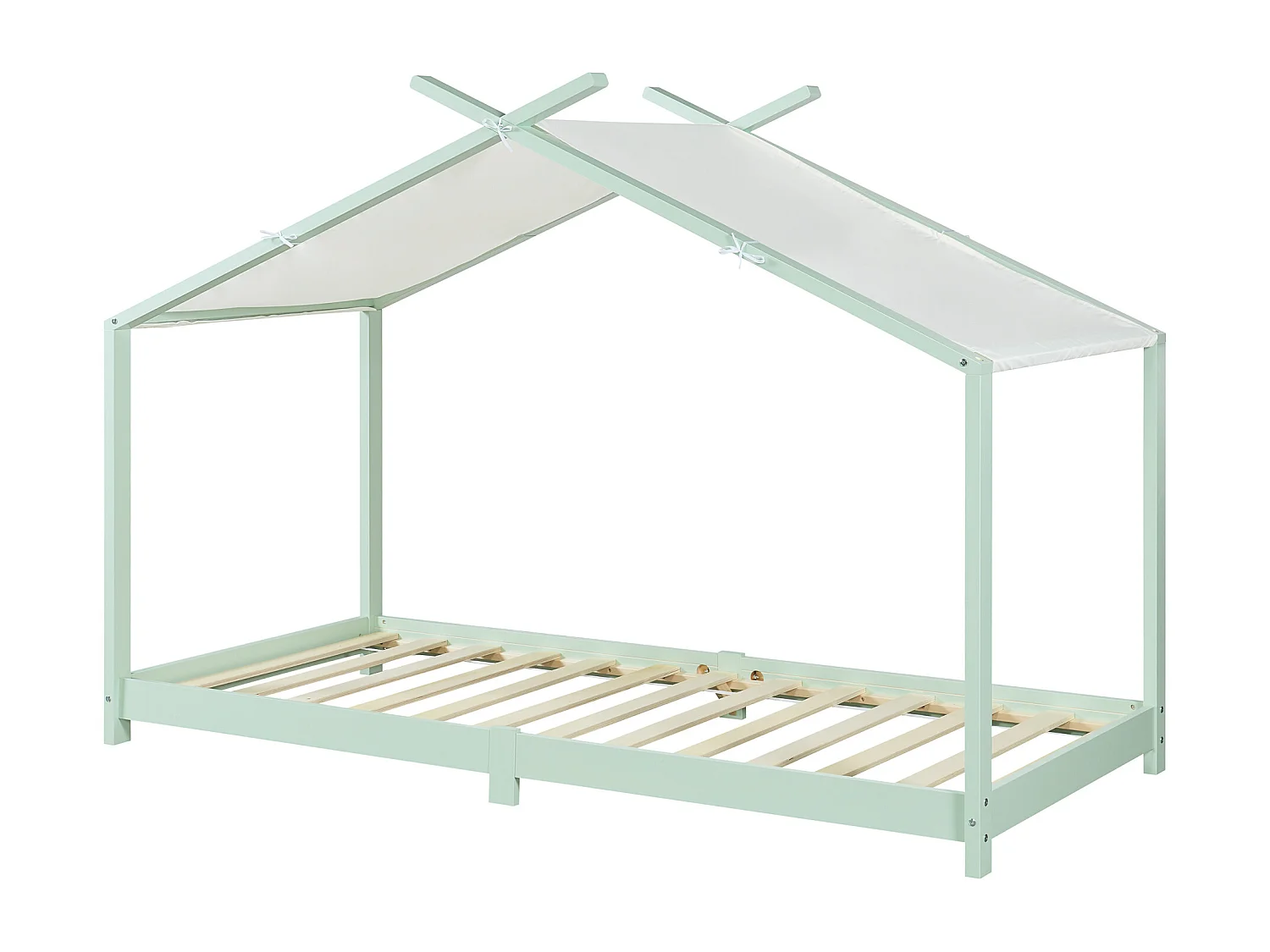 Lit enfant Brome bois de pin 90 x 200 cm vert menthe blanc [en.casa]