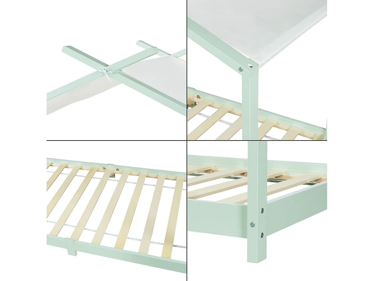 Lit enfant Brome bois de pin 90 x 200 cm vert menthe blanc [en.casa]