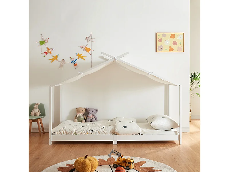 Lit enfant Brome bois de pin 90 x 200 cm blanc [en.casa]