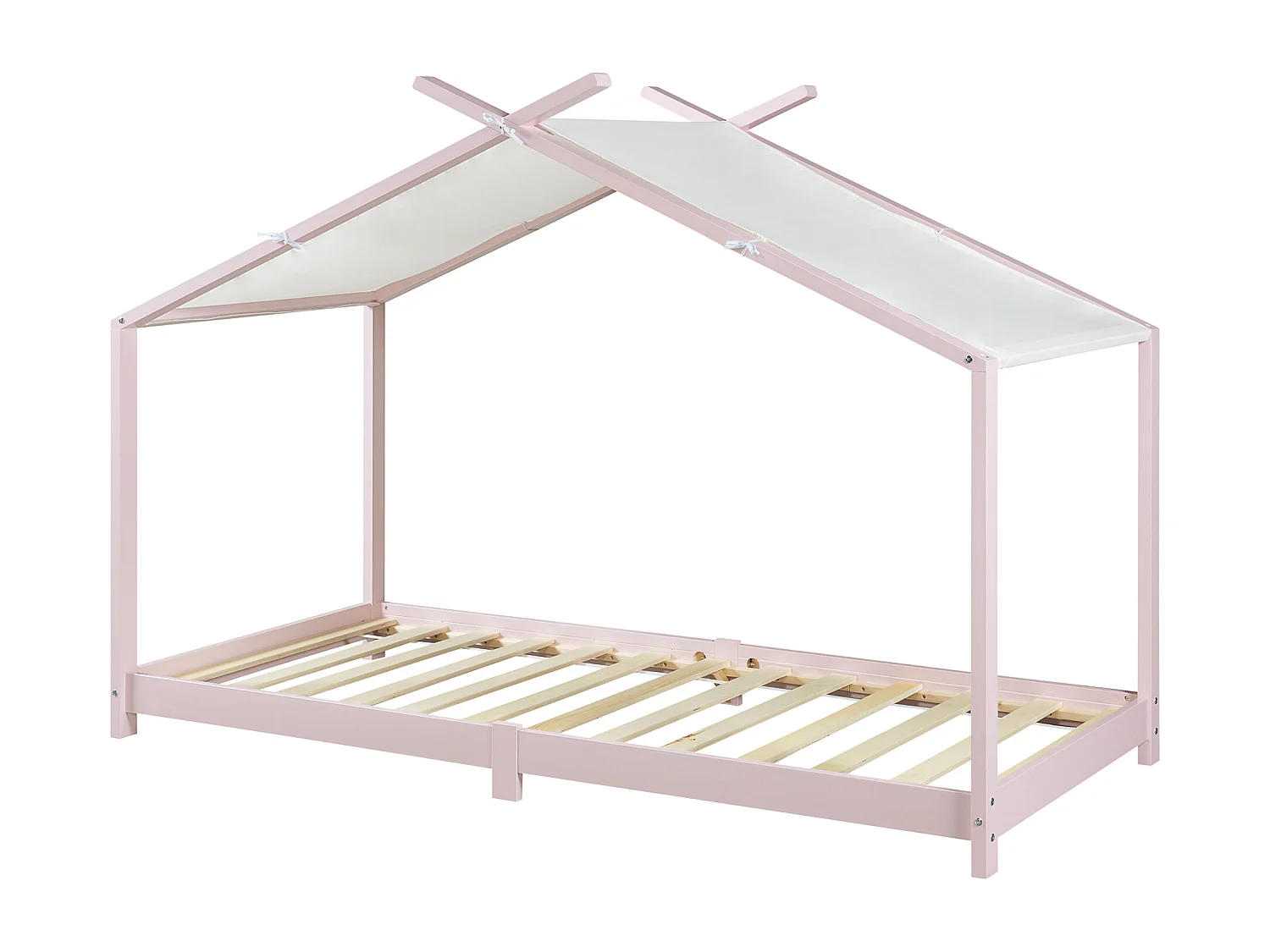 Lit enfant Brome bois de pin 90 x 200 cm rose blanc [en.casa]
