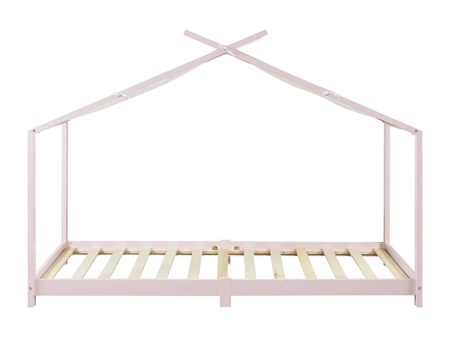 Lit enfant Brome bois de pin 90 x 200 cm rose blanc [en.casa]