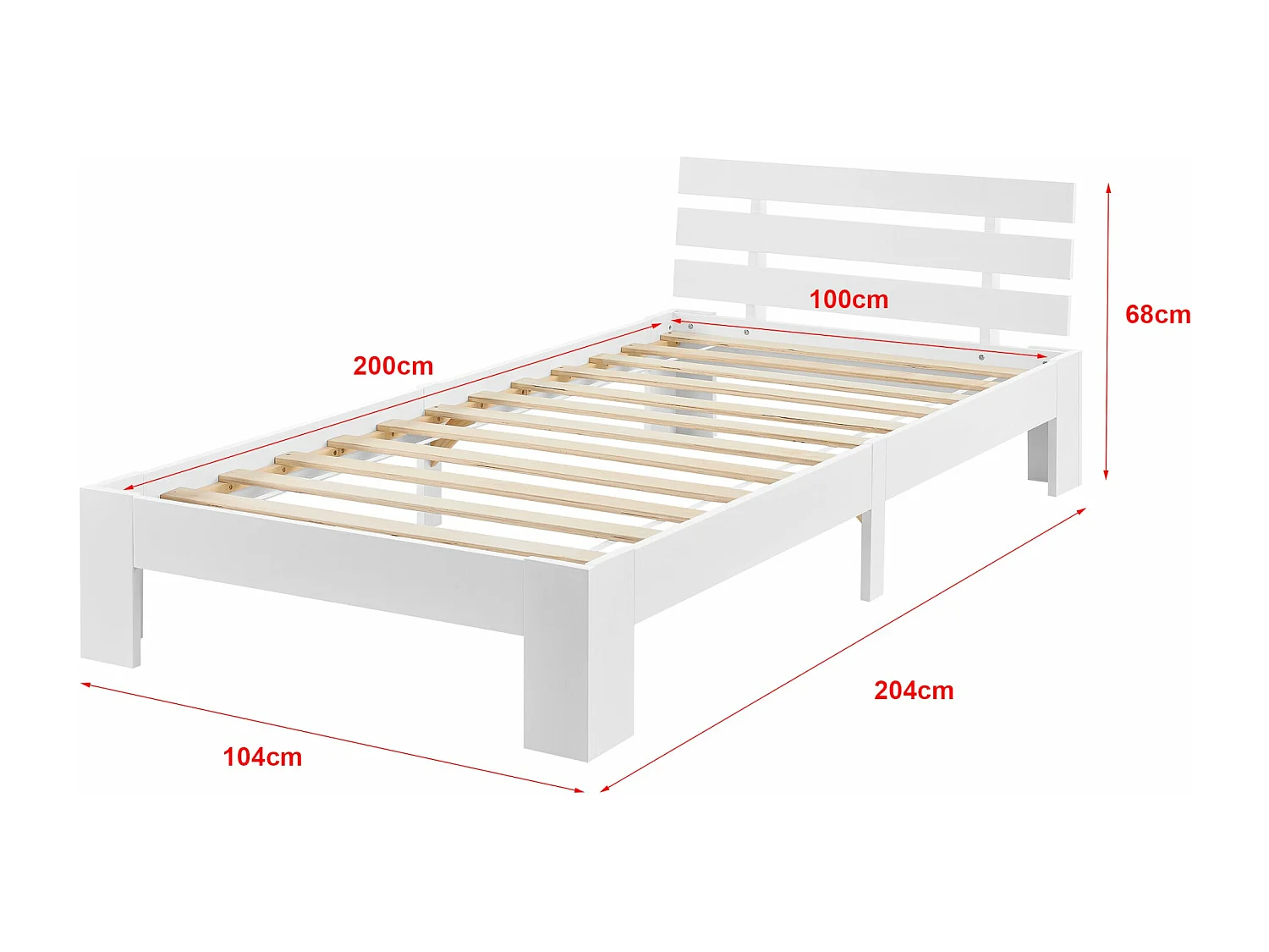 Cadre de lit avec bois blanche 204 x 104 x 68 cm 03_0004740