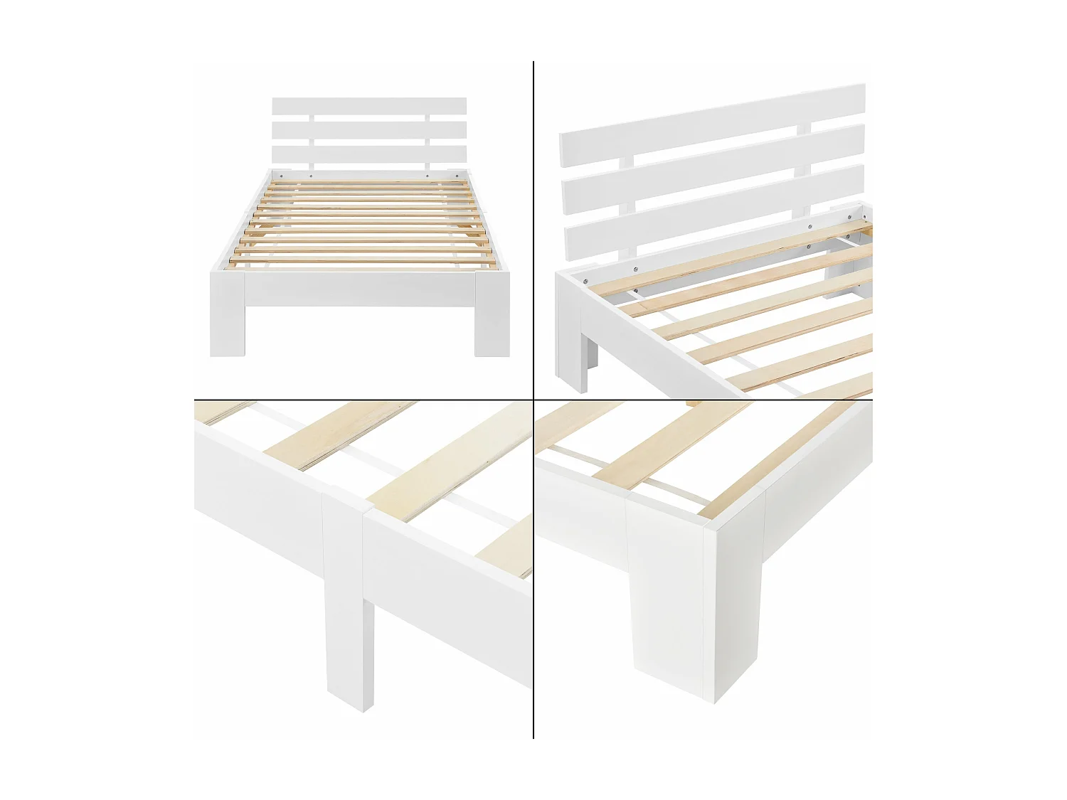 Cadre de lit avec bois blanche 204 x 104 x 68 cm 03_0004740