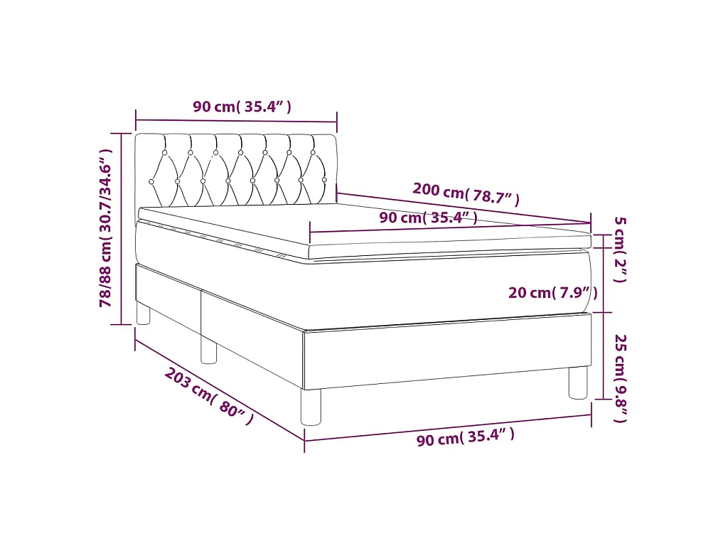 Giroletto a Molle con Materasso Rosa 90x200 cm in Velluto