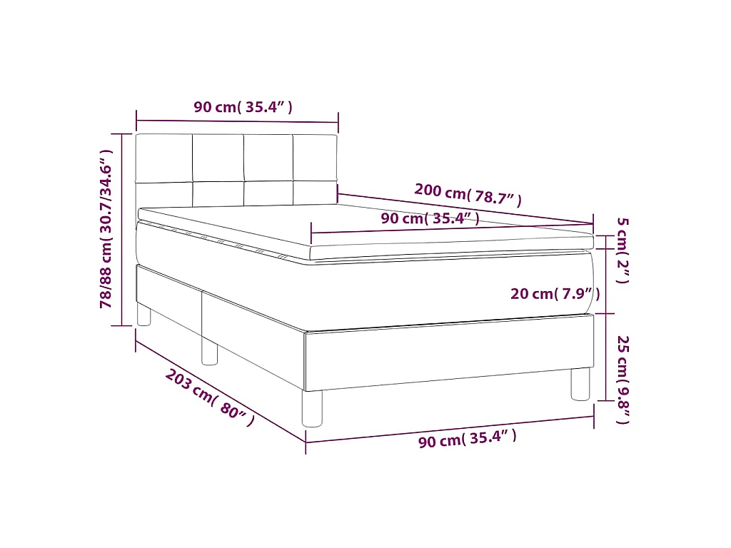 Boxspring met matras fluweel donkerblauw 90x200 cm