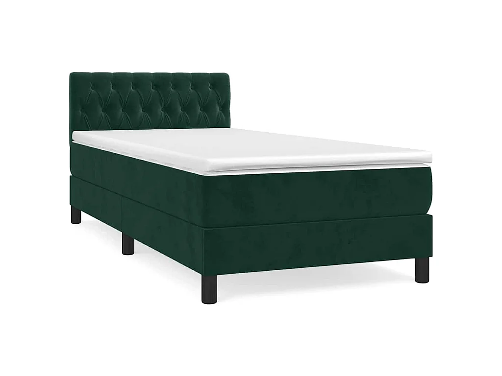 Sommier à lattes de lit avec matelas Vert foncé 90x190 cm
