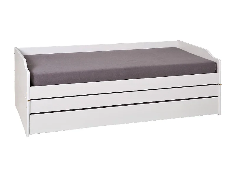 Lotved Bett 90x200 cm, 3 Schlafplätze, weiss.