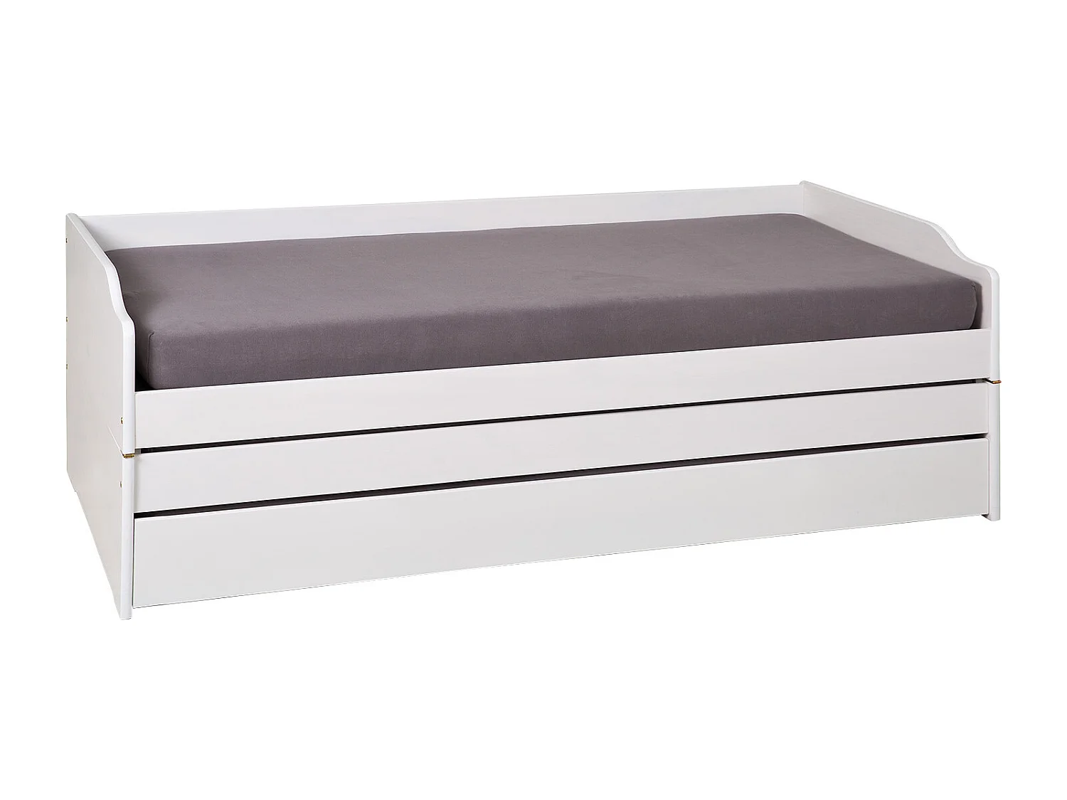 Lotved Bett 90x200 cm, 3 Schlafplätze, weiss.