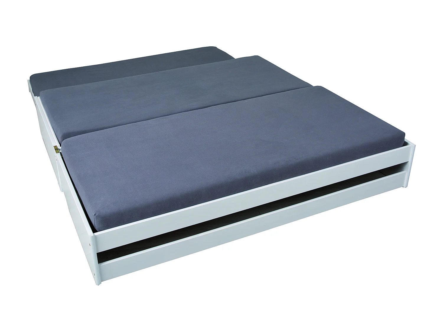 Lotved Bett 90x200 cm, 3 Schlafplätze, weiss.