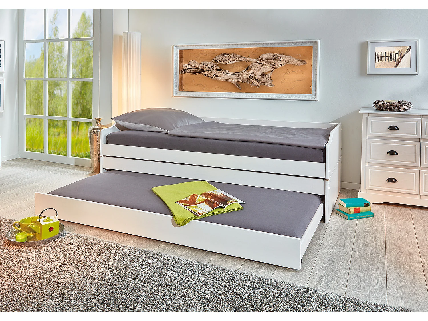 Lotved Lit 90x200 cm, 3 places, blanc.