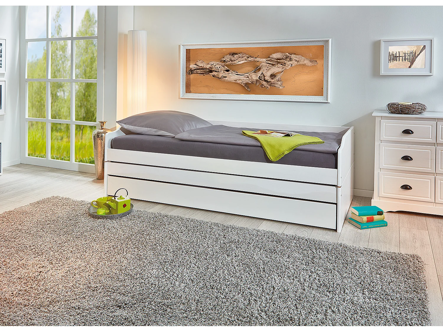 Lotved Lit 90x200 cm, 3 places, blanc.