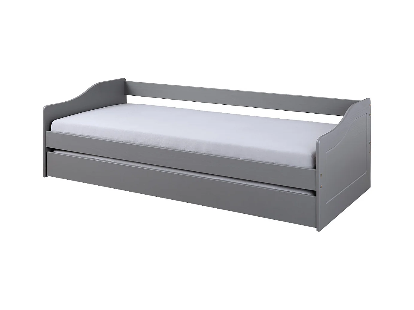 Malsu Lit 90x200 cm avec 1 lit gigogne, gris.