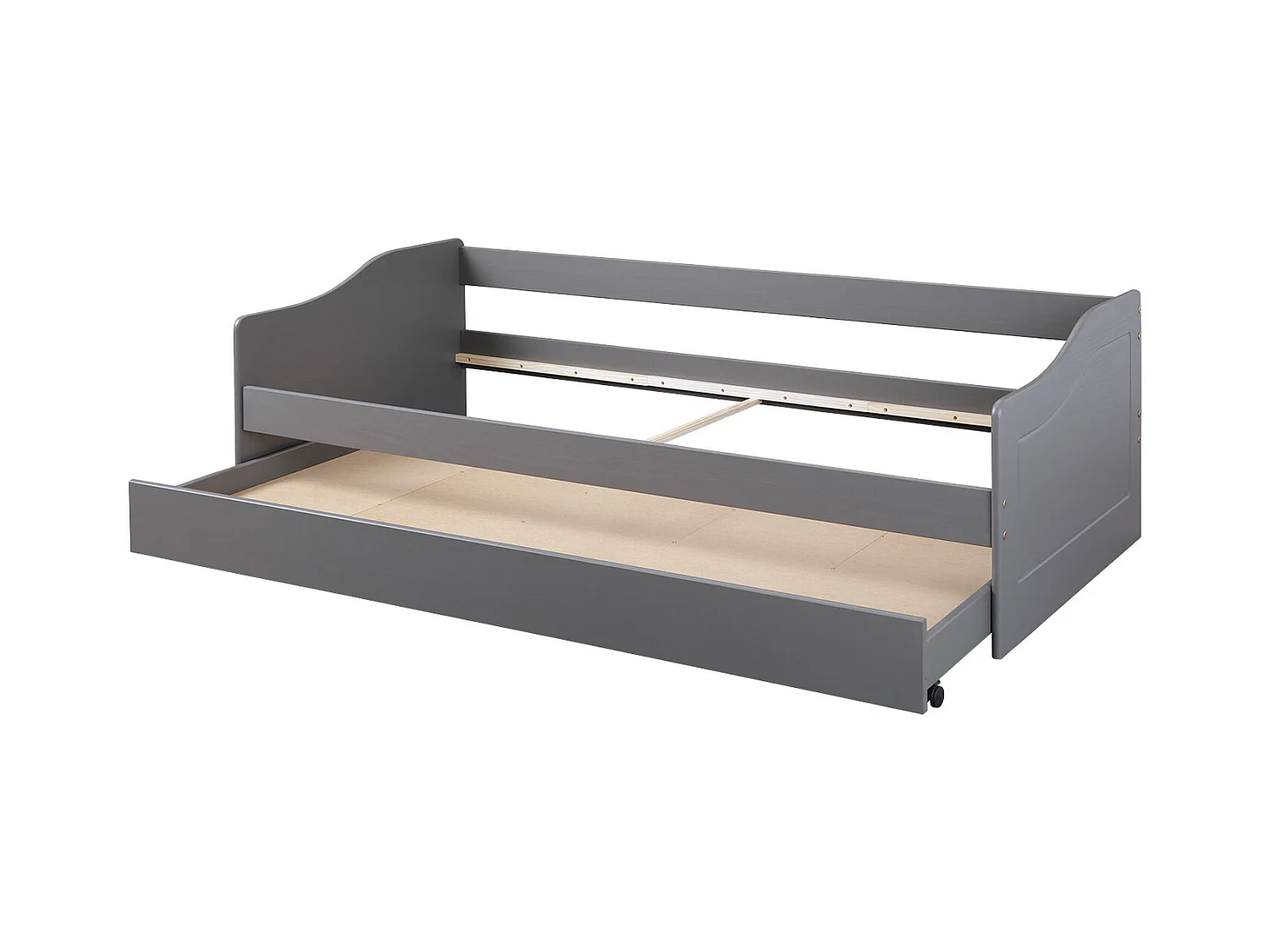 Malsu bed 90x200 cm met 1 uitschuifbed grijs.