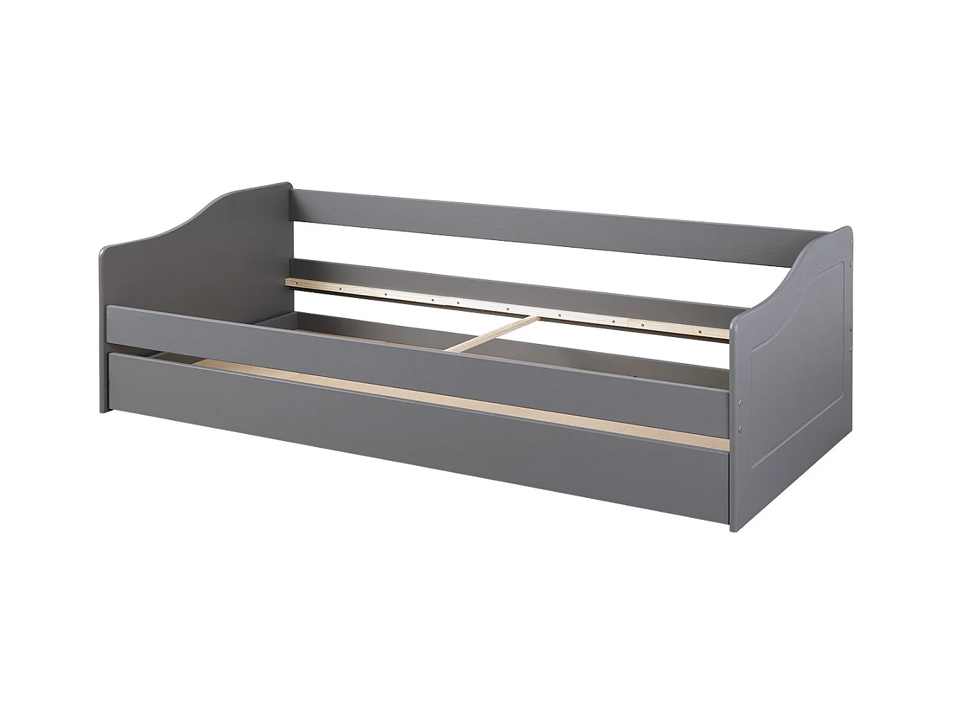 Malsu bed 90x200 cm met 1 uitschuifbed grijs.