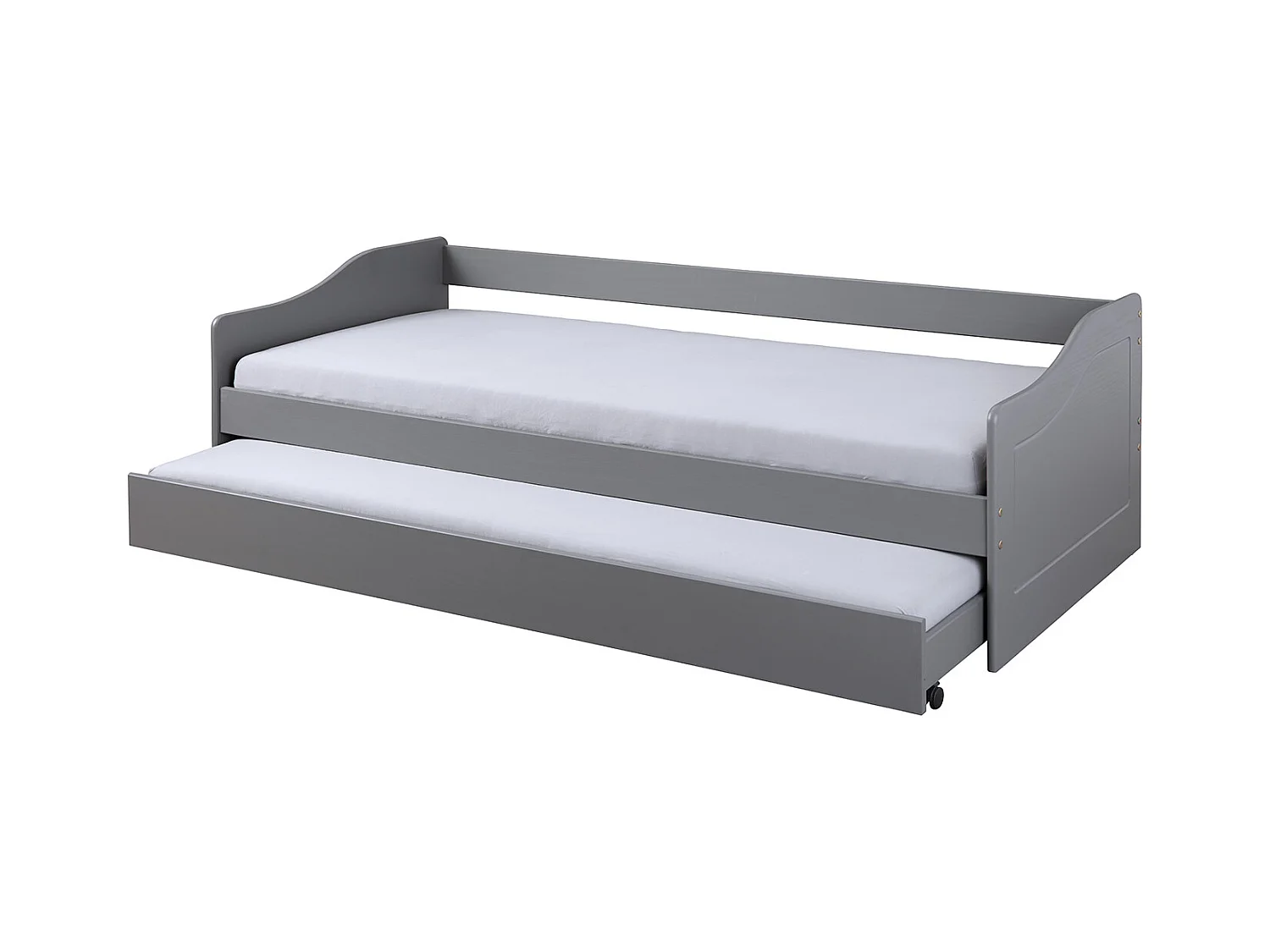 Malsu bed 90x200 cm met 1 uitschuifbed grijs.
