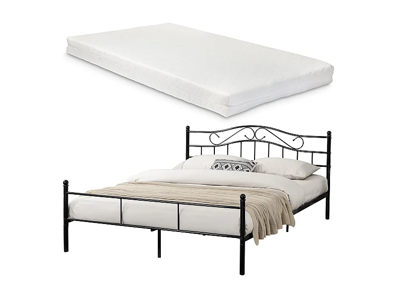 Lit en métal noir métal argentée 208 x 166 x 84 cm 03_0002720