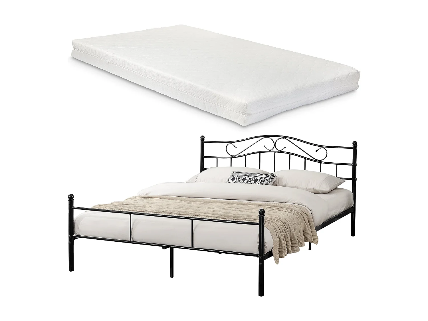 Lit en métal noir métal argentée 208 x 166 x 84 cm 03_0002720