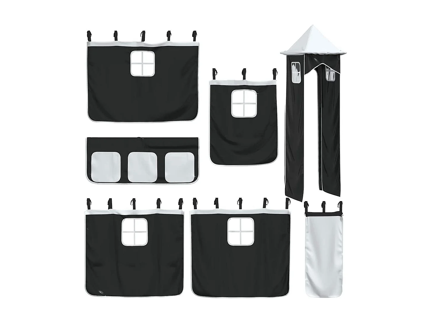 Lit superposé sans matelas avec toboggan blanc noir 90x200 cm